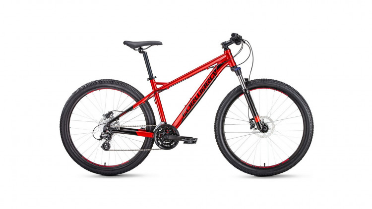 велосипед FORWARD QUADRO 27,5 3.0 disc (27,5" 24 ск. рост 17") 2019-2020, красный