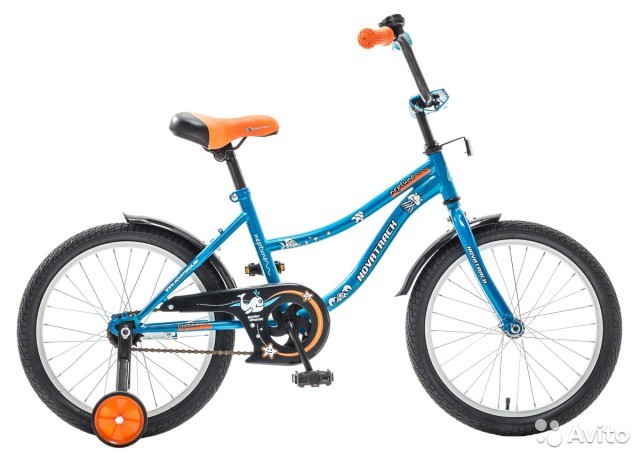 Велосипед 14",  Novatrack NEPTUNE синий, защита А-тип, короткие крылья, нет багажника