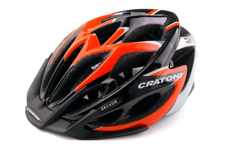 Шлем велосипедиста  YOUTH \ ZETHOS (21 отверстие,козырек, 225гр), orange-black, M/L