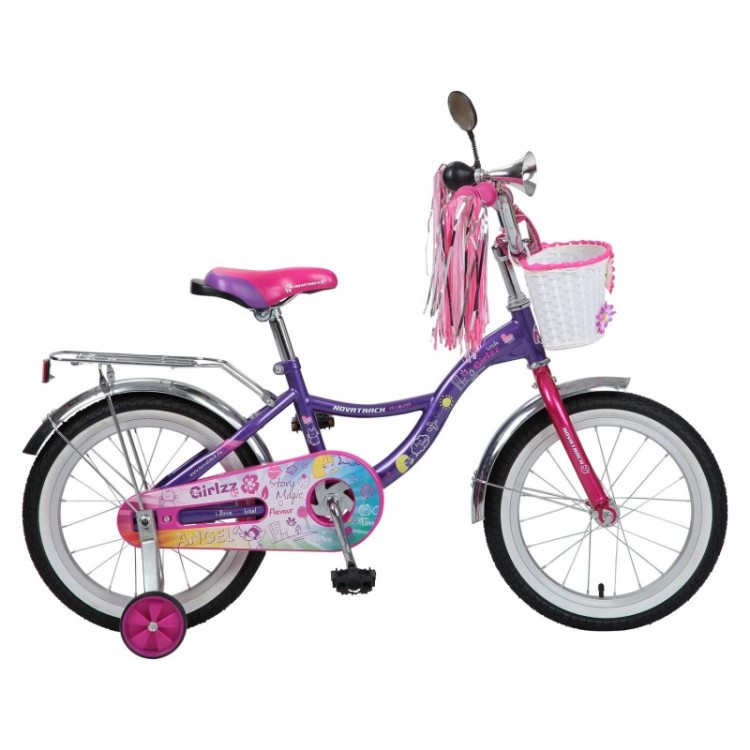 Велосипед 16"  Novatrack LITTLE GIRLZZ фиолетовый тормоз нож, пер. корзина, зеркало, крылья 167GIRLZZ.PN6