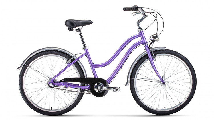 велосипед FORWARD EVIA AIR 26 2.0 (26" 3 ск. рост 16") 2019-2020, фиолетовый/белый