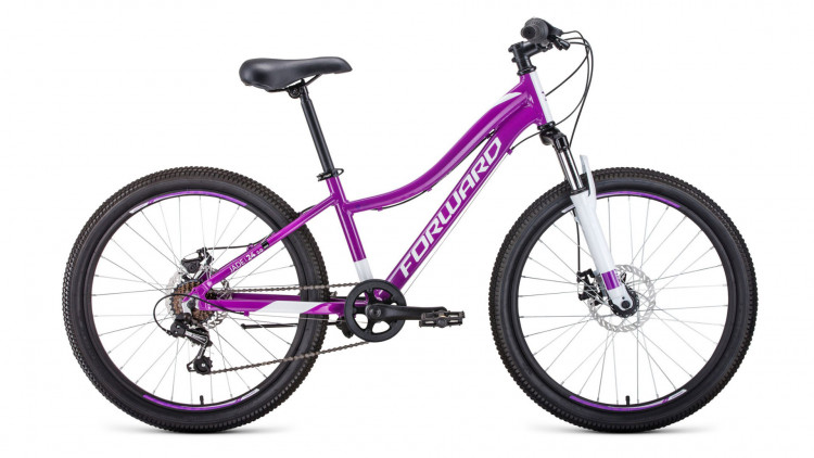 велосипед FORWARD JADE 24 2.0 disc (24" 7 ск. рост 13") 2019-2020, фиолетовый