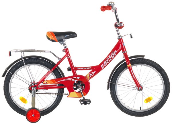 Велосипед 18", Novatrack  Vector, красный, тормоз нож., крылья цветн., багажник хром.