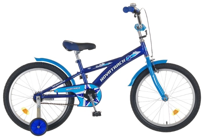 Велосипед 20", Novatrack  Delfi, синий/голубой, тормоз нож. и руч., защита F-тип, короткие крылья, нет багажник