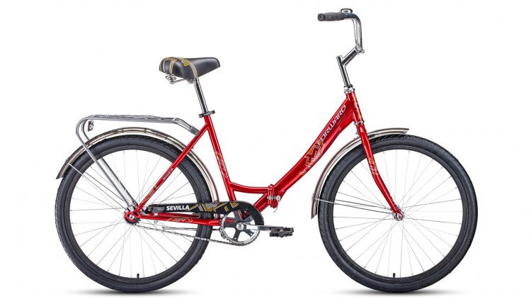 велосипед FORWARD SEVILLA 26 1.0 (26" 1 ск. рост 18.5" скл.) 2019-2020, красный/белый