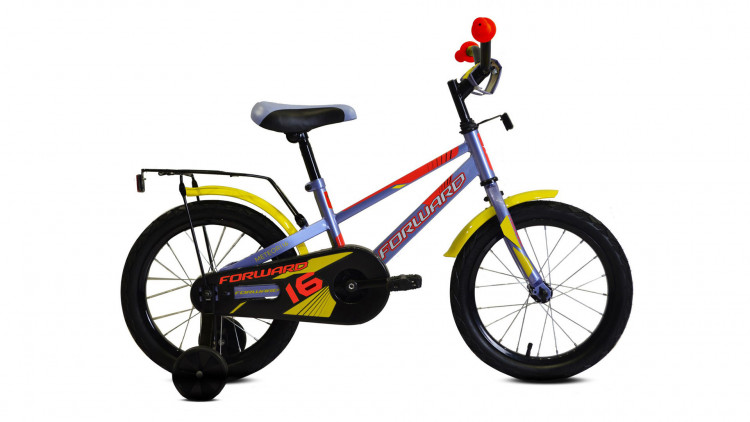 велосипед FORWARD METEOR 16 (16" 1 ск.) 2019-2020, серо-голубой/красный