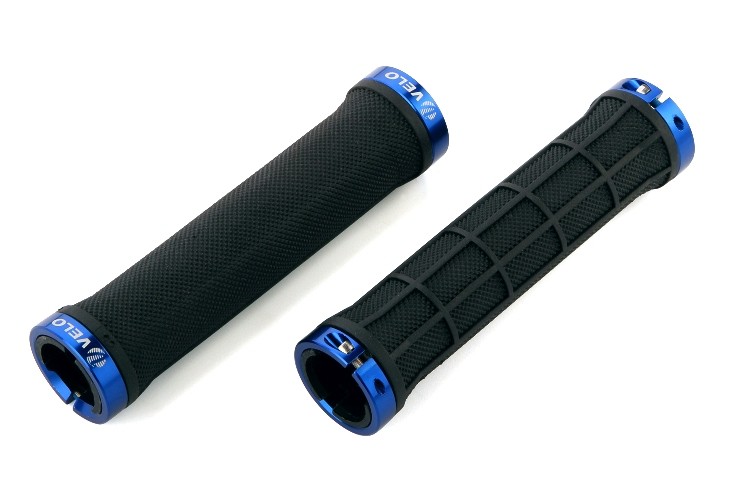 Ручки руля Velo VLG975AD2(L2), длина 135 мм, 2 алюминиевых синих фиксатора