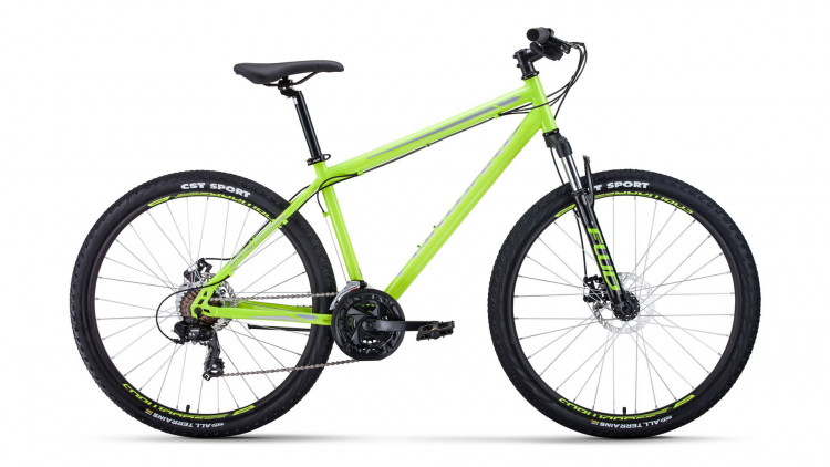 велосипед FORWARD SPORTING 27,5 2.0 disc (27,5" 21 ск. рост 17") 2019-2020, светло-зеленый/серый
