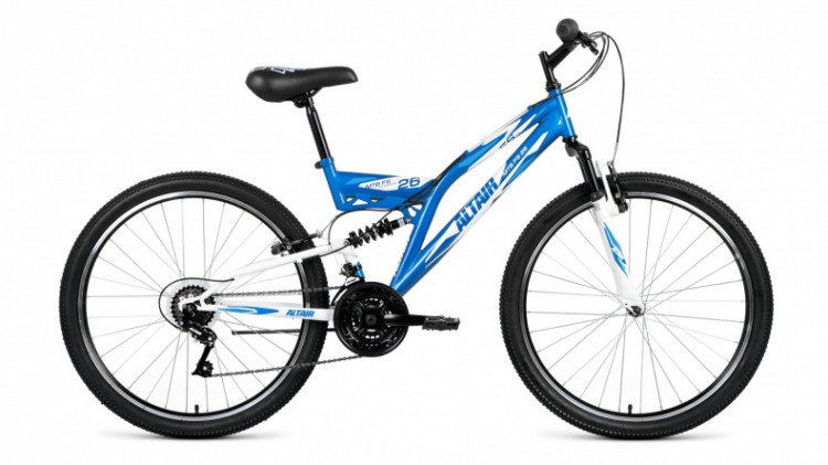 велосипед ALTAIR MTB FS 26 1.0 (26" 18 ск. рост 16") синий / белый 2019