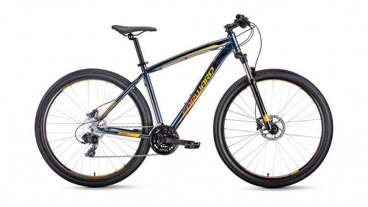 велосипед FORWARD NEXT 29 3.0 disc (29" 24 ск. рост 19") 2019-2020, серый/оранжевый