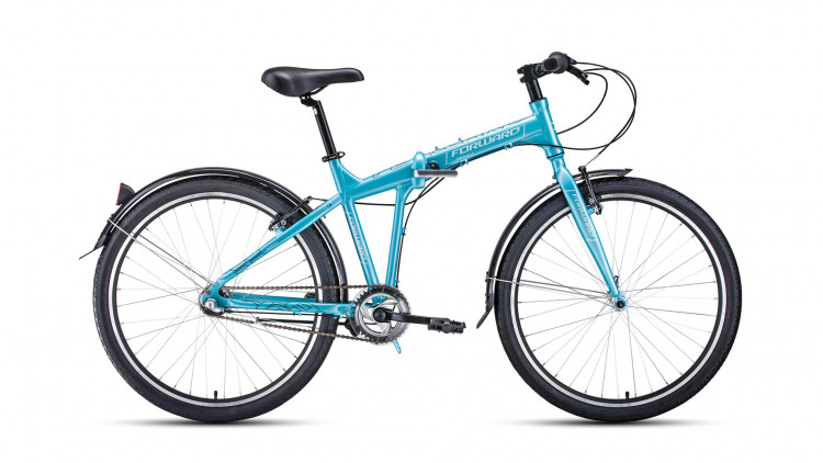 Велосипед FORWARD TRACER 26 3.0 (26" 3 ск. рост 19" скл.) 2020-2021, бирюзовый/белый