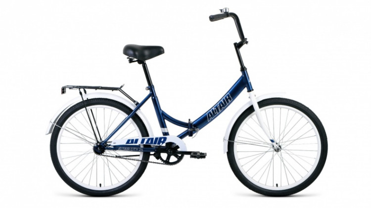 велосипед ALTAIR CITY 24 (24" 1 ск. рост 16" скл.) 2019-2020, темно-синий/серый