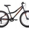 Велосипед FORWARD TITAN 24 1.0 (24" 6 ск. рост. 12") 2022, черный/ярко-оранжевый