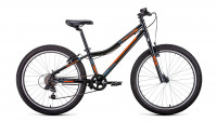 Велосипед FORWARD TITAN 24 1.0 (24" 6 ск. рост. 12") 2022, черный/ярко-оранжевый