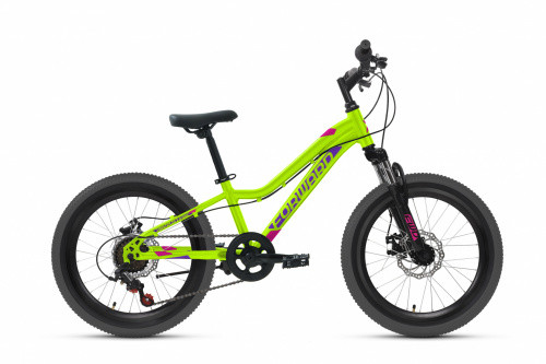 Велосипед FORWARD TWISTER 20 2.0 DISC (20" 6 ск. рост 10.5") 2020-2021, ярко-зеленый/фиолетовый, RBKW1J306002
