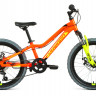 Велосипед FORWARD TWISTER 20 2.0 DISC (20" 6 ск. рост 10.5") 2020-2021, ярко-оранжевый/ярко-желтый, RBKW1J306003