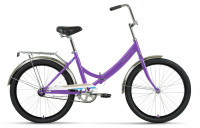 Велосипед FORWARD VALENCIA 24 1.0 (24" 1 ск. рост. 16" скл.) 2022, фиолетовый/голубой