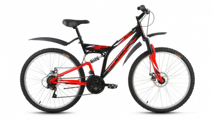 велосипед ALTAIR MTB FS 26 disc (26" 18ск рост 18'') черный / красный 2018