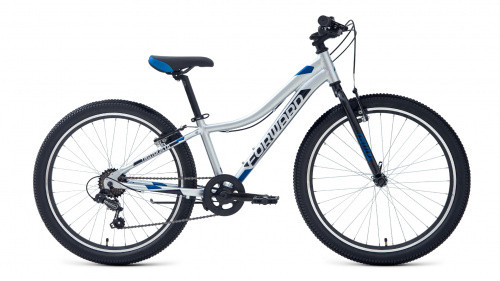 Велосипед FORWARD TWISTER 24 1.0 (24" 7 ск. рост 12") 2020-2021, серебристый/синий