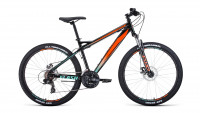 Велосипед FORWARD FLASH 26 2.0 D (26" 21 ск. рост. 17") 2022, черный/оранжевый