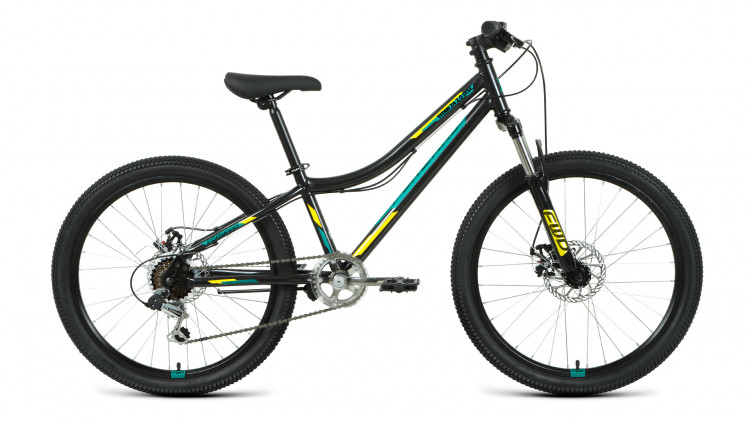 Велосипед FORWARD TITAN 24 2.0 D (24" 6 ск. рост. 12") 2022, черный/желтый
