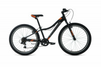 Велосипед FORWARD TWISTER 24 1.0 (24" 7 ск. рост 12") 2020-2021, черный/оранжевый, RBKW1J347013