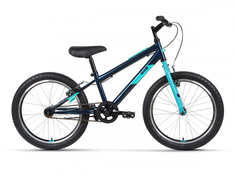 Велосипед ALTAIR MTB HT 20 1.0 (20" 1 ск. рост. 10.5") 2022, темно-синий/бирюзовый