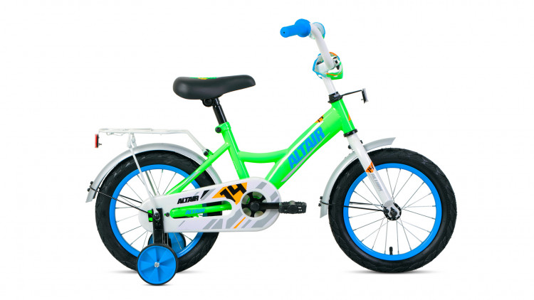 Велосипед ALTAIR KIDS 14 (14" 1 ск.) 2020-2021, ярко-зеленый/фиолетовый