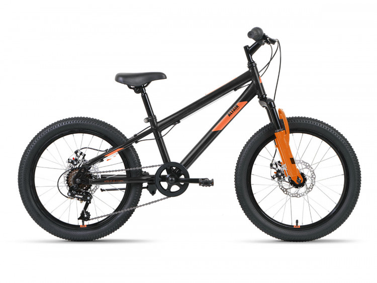 Велосипед ALTAIR MTB HT 20 2.0 D (20" 6 ск. рост. 10.5") 2022, черный/оранжевый
