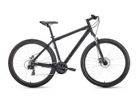 Велосипед FORWARD SPORTING 29 2.1 D (29" 21 ск. рост. 19") 2022, черный матовый/черный