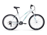 Велосипед FORWARD IRIS 26 1.0 (26" 6 ск. рост. 17") 2022, белый/бирюзовый