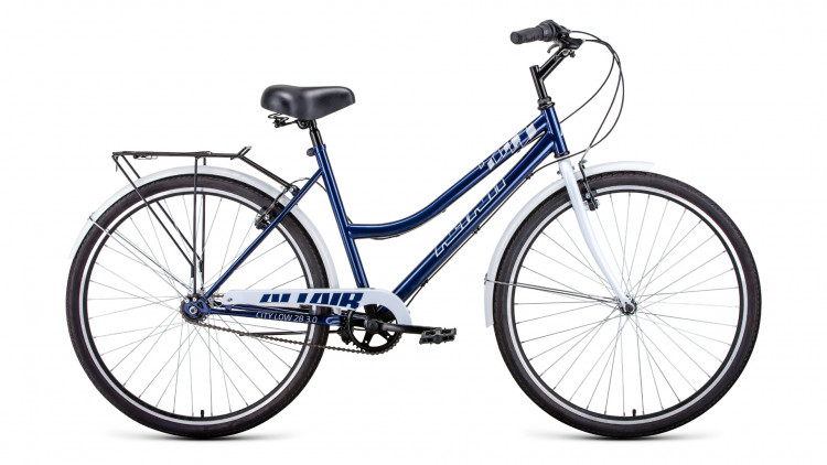 Велосипед ALTAIR CITY 28 low (28" 1 ск. рост. 19") 2022, темно-синий/белый УЦ
