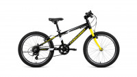 Велосипед FORWARD RISE 20 2.0 (20" 7 ск. рост 10.5") 2020-2021, черный/желтый