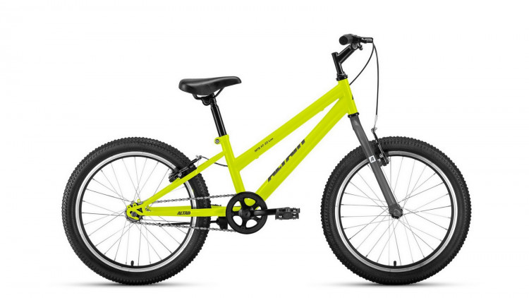 Велосипед ALTAIR MTB HT 20 low (20" 1 ск. рост 10.5") 2020-2021, ярко-зеленый/серый