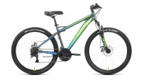 Велосипед FORWARD FLASH 26 2.2 D (26" 21 ск. рост. 19") 2022, серый матовый/ярко-зеленый