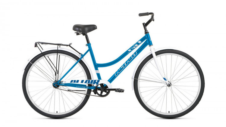 велосипед ALTAIR CITY 28 low (28" 1 ск. рост 19") 2020-2021, голубой/белый