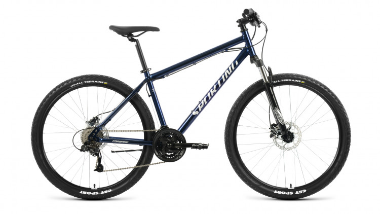 Велосипед FORWARD SPORTING 27,5 3.2 HD (27,5" 24 ск. рост. 17") 2022, темно-синий/серебристый