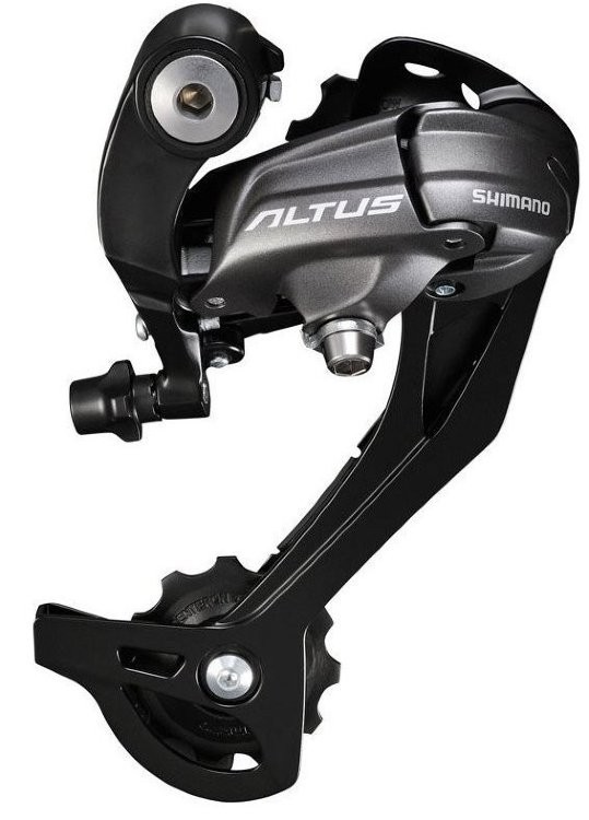 Переключатель задний, M370, ALTUS, 9 ск., 34 - 11, под петух, подвод - Обратный, SHIMANO