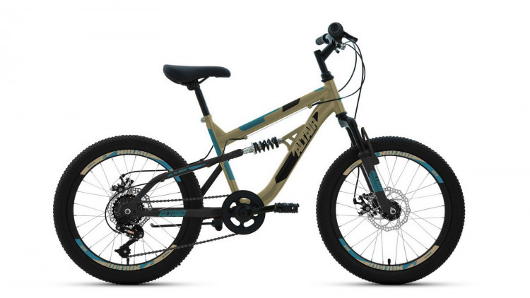 Велосипед ALTAIR MTB FS 20 D (20" 6 ск. рост. 14") 2022, бежевый/черный