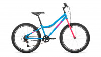 Велосипед ALTAIR MTB HT 24 1.0 (24" 6 ск. рост. 12") 2022, голубой/розовый