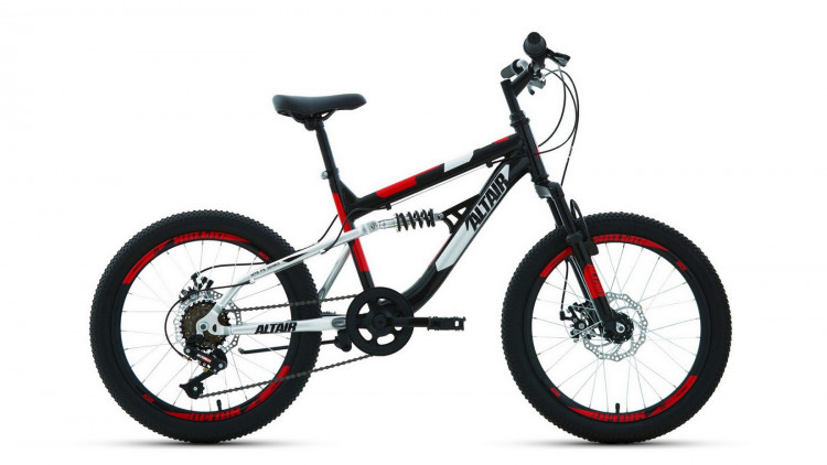 Велосипед ALTAIR MTB FS 20 D (20" 6 ск. рост. 14") 2022, черный/красный