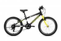 Велосипед FORWARD RISE 20 2.0 (20" 7 ск. рост. 10.5") 2022, черный/желтый