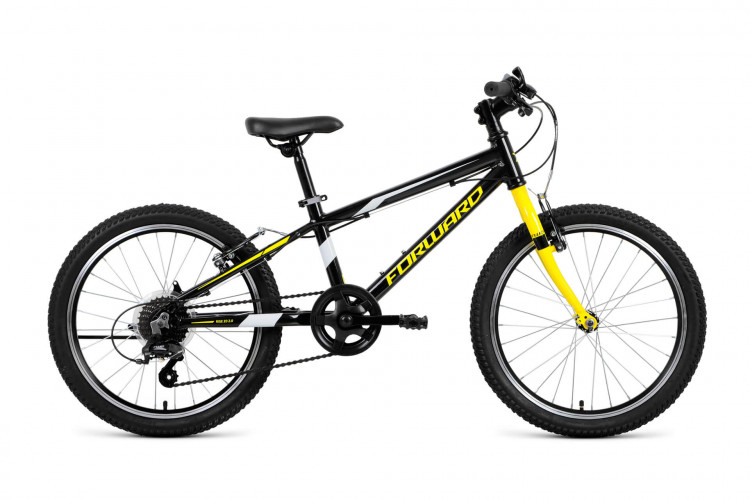 Велосипед FORWARD RISE 20 2.0 (20" 7 ск. рост. 10.5") 2022, черный/желтый