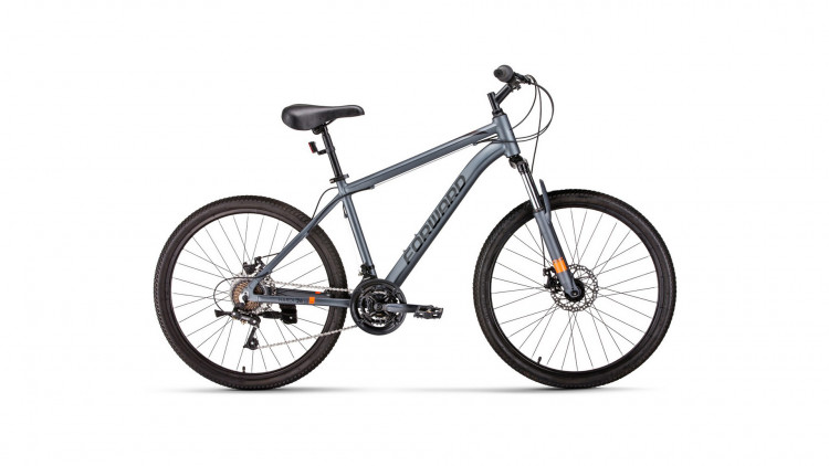 Велосипед FORWARD HARDI 26 2.0 D (26" 21 ск. рост. 18") 2022, серый матовый/черный