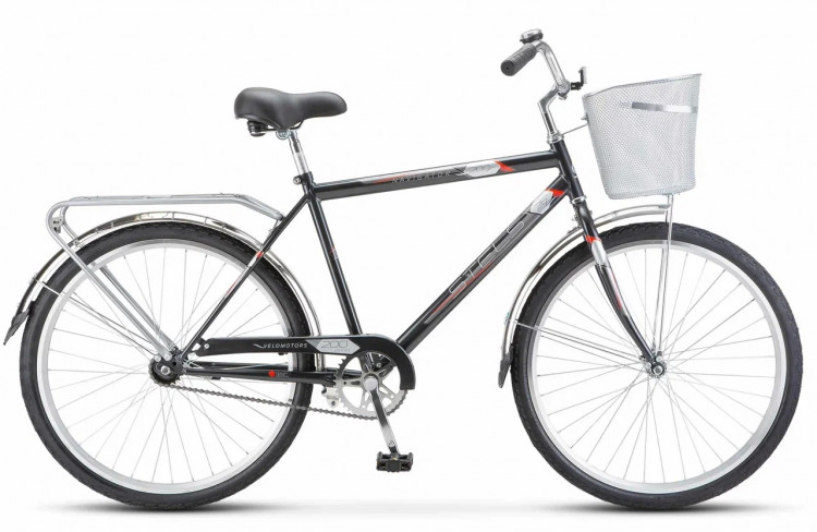 Велосипед STELS Navigator-200 C (26", рост 19", Черный), арт. Z010 с корзинкой
