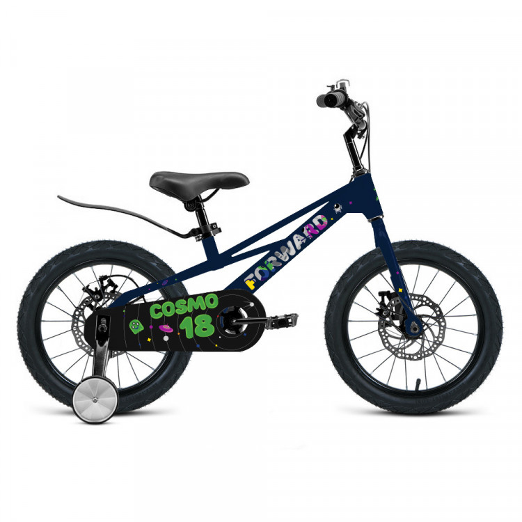 Велосипед FORWARD COSMO 14 (14" 1 ск.) 2023, черный