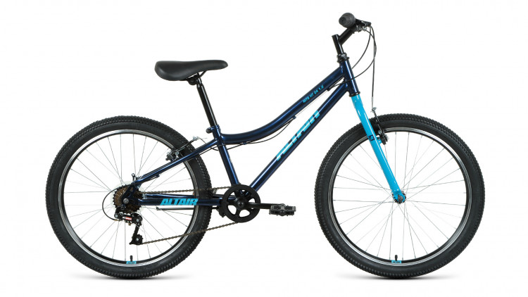 велосипед ALTAIR MTB HT 24 1.0 (24" 6 ск. рост 12") 2020-2021, темно-синий/мятный
