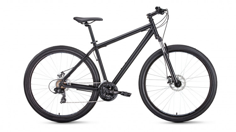 Велосипед FORWARD SPORTING 29 2.1 disc (29" 21 ск. рост 17") 2020-2021, черный матовый/черный