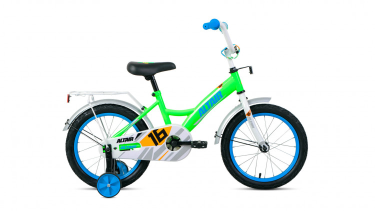 Велосипед ALTAIR KIDS 16 (16" 1 ск.) 2022, ярко-зеленый/синий