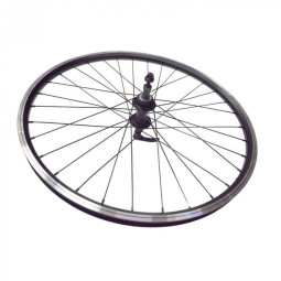 Колесо в сборе, 20", Заднее, WZ-201RQR, 28 отв., 130 мм, 10 мм (эксц), V-Brake, Под трещётку 6/7 ск., Двустеночный, Forward DW